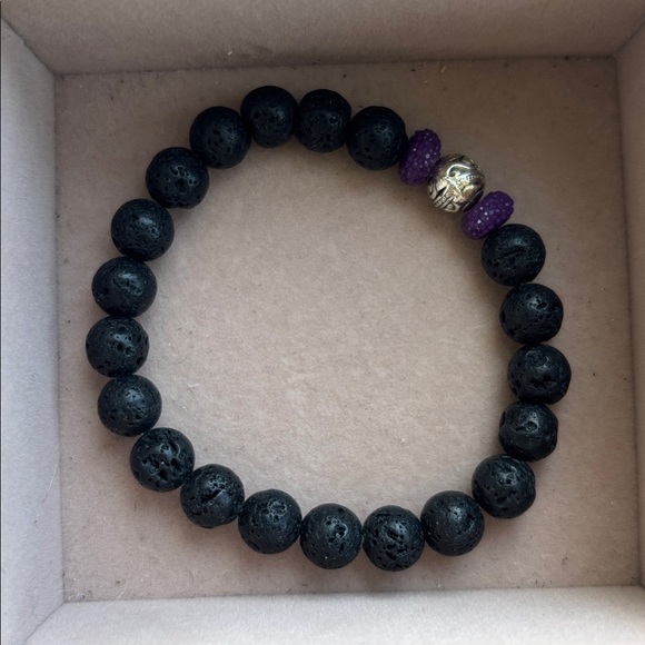 Jewelry - Lava Stone Bracelet with Purple Accents